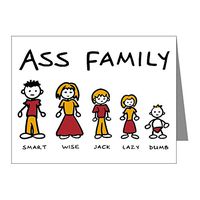 Note Card Ass Family Smart Wise Jack Lazy Dumb