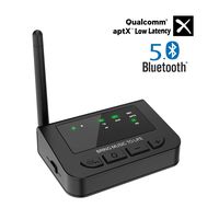 BANIGIPA aptX HD Long Range Bluetooth 5.0 Transmitter Receiver for TV, Wireless Audio Adapter with Pass-Thru for Home Stereo, Optical AUX RCA, Always ON, aptX Low Latency Dual Stream Pair to AirPods
