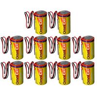 10x OmniCel ER34615 3.6V 19Ah Size D Lithium Battery w/ Wire Leads For Enhanced Vision, Flashlights, Communications, Smart Munitions, Unattended Sensors, Oxygen Concentrators, External Defibrillators