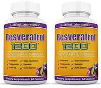 Resveratrol 1200 Contains Green Tea Acai Grape Seed Extract and Other Antioxidants for Anti-Aging and Cardiovascular Health 60 Capsules Per Bottle 2 Bottles