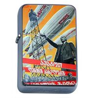 Vladimir Lenin Russia Airship Windproof Refillable Flip Top Oil Lighter with Tin Gift Box D-489