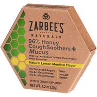 Zarbee's Naturals 96% Honey Cough Soothers + Mucus with Ivy Leaf Extract, Lemon Menthol Flavor, 14 Count