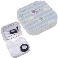 Portable Contact Lens Case Box Travel Kit Mirror + Bottle + Tweezers Container Holder [ Cute Cartoon ]