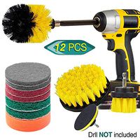 JUSONEY 12 Piece Drill Brush Scrub Pads Power Scrubber Brush with Extend Long Attachment All Purpose-Cleaner Scrubbing Cordless Drill for Cleaning Pool Tile, Sinks, Bathtub, Brick, Ceramic, Marble