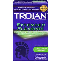Trojan Pleasures Extended Pleasure Lubricated Latex Condoms 12 Ct (3 Pack)