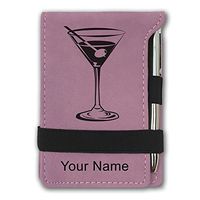 Mini Notepad, Martini Glass, Personalized Engraving Included (Pink)
