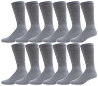 12 Pairs Diabetic Socks for Men, Non Binding Cotton Sock, Promotes Blood Circulation, Therapeutic (Gray), Size 10-13