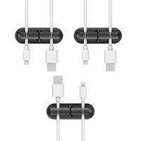 3 Pack Cable Clips - Simr Cord Organizer - Cell Phone Cable Management - 6mm Wire Holder System - Rubber Adhesive Cord Hooks fit Home, Office, Cubicle, Car, Desk Accessories (3, Black)