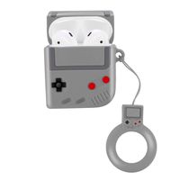 Super Cute Game Boy Shape Case for AirPods, 3D Cartoon Soft Silicone Protective Mini Bag Headphone Cases Retro Creative for Apple Airpods 1 & 2 Stand Cover with Finger Loop (Gray)