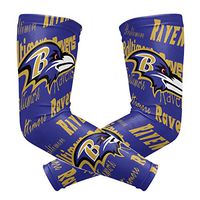 Baltimore Ravens Cooling Arm Sleeve (Pair) - Elbow Brace Support Sun UV Protection for Men & Women - Sports Sleeves for Basketball Baseball Softball Volleyball