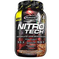 MuscleTech NitroTech Protein Powder Plus Muscle Builder, 100% Whey Protein with Whey Isolate, Mocha Cappuccino Swirl, 20 Servings (2lbs)