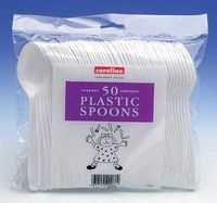 Pams 50 x Plastic SPOONS - Strong Disposable Cutlery