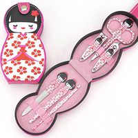 Ecurson 6 Pcs Set Japanese Doll Nail Care Clipper Manicure Pedicure Nail File Eyebrow Clip Ear Spoon Set (White)