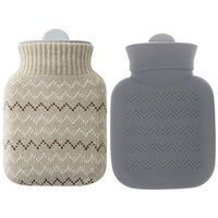 Formemory Silicone Hot Water Bottle with Spiral Cover, Fashion Knit Cover Warm Water Bottle for Birthday, Christmas, Valentine's Day Gift (Gray)