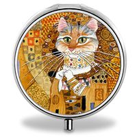IMLONE Pill Organizer, Customized Lady Cat Pill Boxes with 3 Components Metal Pill Container for Purse