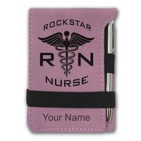 Mini Notepad, RN Rockstar Nurse, Personalized Engraving Included (Pink)