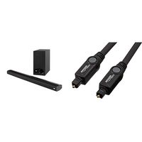 Polk Audio Signa S2 Ultra-Slim Universal TV Sound Bar with Wireless Subwoofer, Bluetooth Enabled Music Streaming, Black & AmazonBasics Digital Optical Audio Toslink Sound Bar TV Cable - 6 Feet