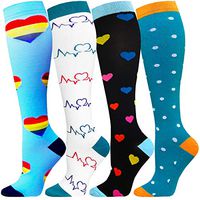 Compression Socks Women & Men-4 Pairs - Best for Running,Medical,Athletic Sports,Flight Travel, Pregnancy (06-blue / white / navy blue / green (4 pairs), Small / Medium)