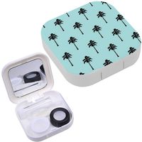 Portable Contact Lens Case Box Travel Kit Mirror + Bottle + Tweezers Container Holder [ Palm Tree ]