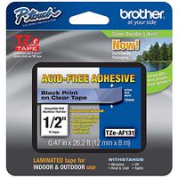 2/Pack Genuine Brother 1/2" (12mm) Black on Clear Acid Free Adhesive TZe P-touch Tape for Brother PT-1290, PT1290 Label Maker