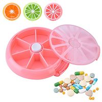 Yosoo Portable Rotating Pill Box 7 Day Medicine Vitamins Container Storage Dispenser, Cute Fruit Style (Pink)