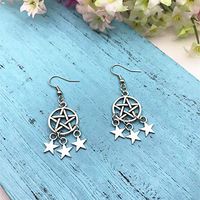 1 pair Pentagram Star Earrings Celestial Earrings Pagan Earrings Wiccan Earrings