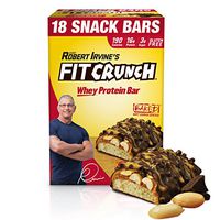 FITCRUNCH Snack Size Protein Bars, Designed by Robert Irvine, World’s Only 6-Layer Baked Bar, Just 3g of Sugar, Gluten Free, High Protein & Soft Cake Core (18 Count Peanut Butter)