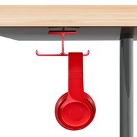 Under Desk Headphone Hanger Mount, 6amLifestyle Aluminum Headset Holder 3M Adhesive Hook for All Headphones, Red Color