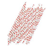 Ninasill Paper Drink Gold Striped Straws Biodegradable Baby Shower Birthday Party 25Pcs (Apple)