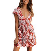 Wrap Maxi Dress Short Sleeve V Neck Floral Flowy Front Slit High Low Women Summer Beach Party Wedding Dress