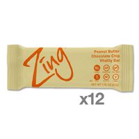 Zing Plant-Based Protein Bar | Peanut Butter Chocolate Chip, 12 Count | Soft Cookie Dough | 10g Protein and 7g Fiber | Vegan, Gluten-Free, Non-GMO | Created by Professional Nutritionists