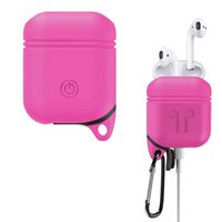 Earphone Case,Sikye Earpods/Earbuds Charger Box Protective Silicone Cover with Strap Anti-Slip for for AirPods (Hot Pink)