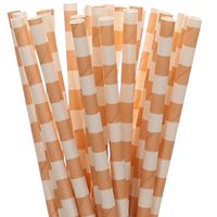 Peach Horizontal Striped Paper Straws (100)