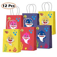 Baby Cute Shark Theme Party Gift Bags Shark Goodie Candy Treat Paper Bags Party Favors for Baby Shower Kids Girls or Boys Birthday Party Supplies