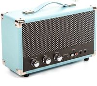 GPO Westwood Retro 25 Watt Speaker with Subwoofer, RCA Input, Bluetooth with Retro Grille and Carry Handle - Blue
