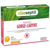 Olioseptil Lozenges Throat-Larynx Honey Plants 24 Lozenges by Olioseptil