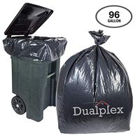 Dualplex 95-96 Gallon Black Trash Bags for Toter, 1.5 Mil Garbage Bag Trash Can Liners, 25 Bags Per Case 61" X 68"