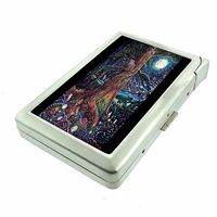 Tree Girl Nature Art Em1 Hip Silver Cigarette Case With Built In Lighter 4.75" X 2.75" Id Holder Metal Wallet RFID Protection