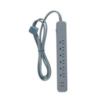 Globe Electric 78504 Designer Series Power Strip, 6 Outlet with 2 USB, Gray
