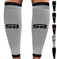SB SOX Compression Calf Sleeves (20-30mmHg) for Men & Women - Perfect Option to Our Compression Socks - for Running, Shin Splint, Medical, Travel, Nursing, Cycling, and Leg Pain (Gray/Black, X-Large)