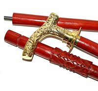 Men Embossed Derby Cane Red Maple, Solid Brass Handle -Affordable Gift! Item #HAR-9112408