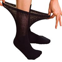 Diabetic Relief Crew Socks -2 Pairs, Black, Medium