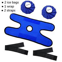 2 Reusable Hot Cold Therapy Ice Bag Pack (9") & Breathable Wrap with Elastic Strap, Soothing Relief for Head Tension, Migraine, Shoulder Surgery, Back Joint Pain, Hip Replacement, Knee Injuries