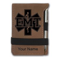 Mini Notepad, EMT Emergency Medical Technician, Personalized Engraving Included (Dark Brown)