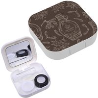 Portable Contact Lens Case Box Travel Kit Mirror + Bottle + Tweezers Container Holder [ Bottle Maple Syrup ]