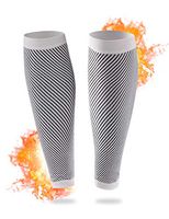 SWOLF Calf Compression Sleeve for Men & Women, Athletic Calf Compression Socks for Running, Cycling, Travel, Hiking - Sports Leg Support Sleeve for Shin Splint, Calf Pain Relief (White & Black, S)