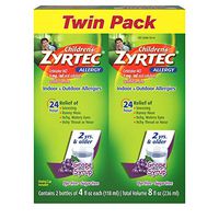 Children's Zyrtec 24 Hr Children's Allergy Syrup With Cetirizine, Sugar-free Grape, Twin Pack Of 4 Fl. Oz, 8 fl. oz