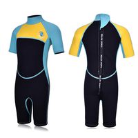 REALON Kids Wetsuit Shorty Boys Girls 3mm Neoprene One Piece Thermal Swimsuit 2mm Warm Full Long Sleeve Wet Suits Cover Toddler Child Junior Youth Swim Surf Dive (Yellow 2mm Girl's Shorty, XS)