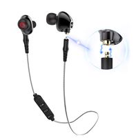 Qidoou Bluetooth Earphones Wireless Sports Earbuds T4 Compatible Smartphones, in-Ear Headphones with Build-in Mic Detachable Head Two Ways Connection Support Sweatproof for Running (Black)