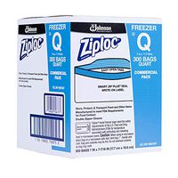 Ziploc Professional Freezer Bags, For Food Organization and Storage, Double Zipper, Quart, 300 Count